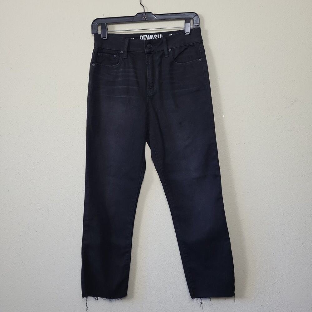 American Original Rewash Womens Black‎ Raw Hem Denim Straight Jeans Size 3R
